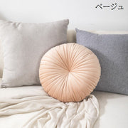 クッション 丸形 円形 インテリア雑貨 ファブリック 無地 おしゃれ かわいい シンプル 中綿入り 40cm かぼちゃ ギャザー リビング 寝室 子供部屋