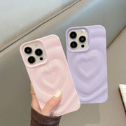 iPhoneケース iPhoneカバー スマホケース スマホカバー 3D ハート ウェーブ 波 凸凹 凹凸 でこぼこ かわいい 落下 保護 傷防止 背面 アイフォン Apple アップル