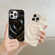 iPhoneケース iPhoneカバー スマホケース スマホカバー 3D ハート ウェーブ 波 凸凹 凹凸 でこぼこ かわいい 落下 保護 傷防止 背面 アイフォン Apple アップル