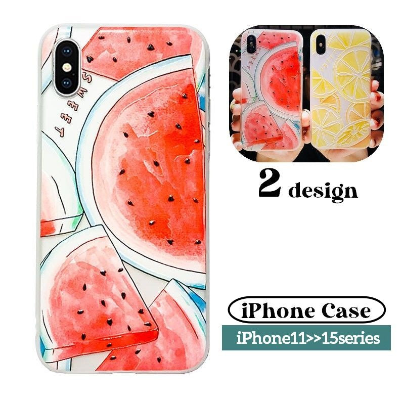 iPhoneケース iPhoneカバー スマホケース スマホカバー 背面保護 傷予防 傷防止 iPhone15 15Pro 15ProMax 15Plus iPhone14 14Pro 14ProMax 14Plus iPhone13 13Pro 13ProMax 13mini iPhone12 12Pro 12ProMax 12mini iPhone11 11Pro 11ProMax 保護カバー スマートフォンカバー アイフォンケース スイカ レモン フルーツ柄 可愛い おしゃれ