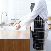 エプロン レディース メンズ 男女兼用 ワークエプロン ロング 首掛け チェック柄 ポケット 料理 調理 カフェ 保育士 キッチン ガーデニング シンプル