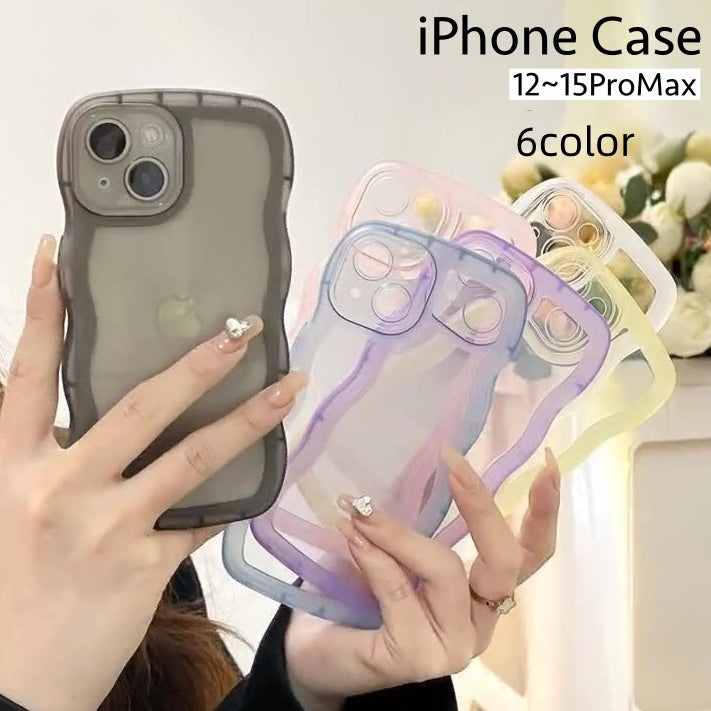 iPhoneケース スマホケース iPhoneカバー スマホカバー スマートフォンケース 背面保護 傷防止 汚れ防止 クリア 波型 ウェーブ シンプル 可愛い