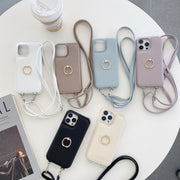 スマホカバー スマホケース iPhoneカバー iPhoneケース ユニセックス 男女兼用 レディース 女性 メンズ 男性 お揃い ペアルック スマホアクセサリー スマホ関連雑貨 ショルダーストラップ付き スマホリング付き 肩掛け可能 二つ折り カードケース パスケース 無地 フェイクレザー 無地 ブラック オフホワイト カーキ シンプル フェミニン 可愛い キュート おしゃれ
