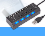 USBハブ USB2.0 4ポート スイッチ付き HUB バスパワー 高速データ転送 480Mbps ドッキング 40cmケーブル LED USB拡張 増設 便利 パソコン 使いやすい