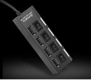 USBハブ USB2.0 4ポート スイッチ付き HUB バスパワー 高速データ転送 480Mbps ドッキング 40cmケーブル LED USB拡張 増設 便利 パソコン 使いやすい