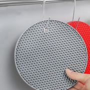 シリコンマット キッチン用品 円形 グレー ブルー レッド 伸縮性 滑り止め 水洗可能 ハニカム構造