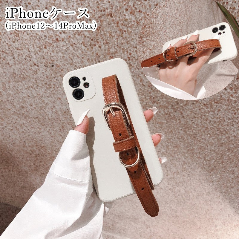 スマホケース iPhoneケース スマホカバー iPhoneカバー スマホベルト付き レディース 女性 メンズ 男性 男女兼用 ユニセックス スマホ関連雑貨 スマホアクセサリー スマホバンド PUレザー 無地 シリコン ホワイト シンプル カジュアル フェミニン かわいい キュート