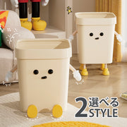 ゴミ箱 ダストボックス ダストシュート 整理用品 掃除用品 掃除道具 16リットル 長方形 スクエア 四角形 キャラクター風 ロボット風 オフホワイト ポップ カジュアル キュート 可愛い おしゃれ