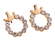 ピアス スタッドピアス レディース アクセサリー ファッション小物 ラインストーン 円形 王冠 キラキラ 輝く 華やか フォーマル パーティー おしゃれ