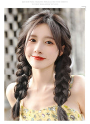 エクステ 三つ編み 2本セット ヘアゴム付き エクステンション つけ毛 装着簡単 ヘアアレンジ レディース 女性 可愛い おしゃれ イメチェン 付け毛 コスプレ ポイントウィッグ 部分ウィッグ ロング 編み込み ボリューム 結ぶだけ 簡単 かわいい ヘアアレンジ イメチェン ヘアアクセサリー ロングヘア お出かけ イベント 黒 茶