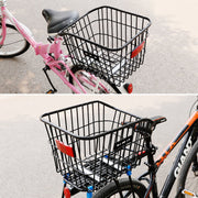 自転車用 リアバスケット 後ろカゴ 後ろかご 固定式 大容量 スチール 荷物 荷台 通勤 通学 買い物 ブラック 黒