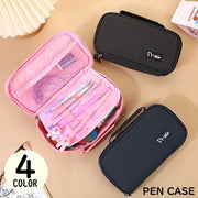 ペンケース 筆箱 筆入れ 小物入れ 化粧ポーチ メイクポーチ キャンバス コスメ収納 大容量 多機能 軽量 仕切り ロゴ 持ち手