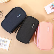 ペンケース 筆箱 筆入れ 小物入れ 化粧ポーチ メイクポーチ キャンバス コスメ収納 大容量 多機能 軽量 仕切り ロゴ 持ち手
