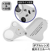 ルーペ 拡大鏡 虫眼鏡 LEDライト 30倍 60倍 高倍率 折り畳み スライド ミニ 小型 軽量 携帯 読書 新聞 作業 鑑定