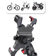 スマホホルダー 自転車用 オートバイ バイク用 スクーター 原付 ハンドル装着 簡単装着 工具不要 360度回転 角度調整可能 便利 ナビ 固定 マウント スタンド iPhone アンドロイド アイフォン android 携帯ホルダー