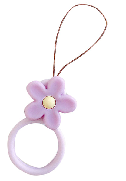 リングストラップ シリコン 携帯ストラップ スマホリング スマホアクセサリー 花 パープル バリエーション画像