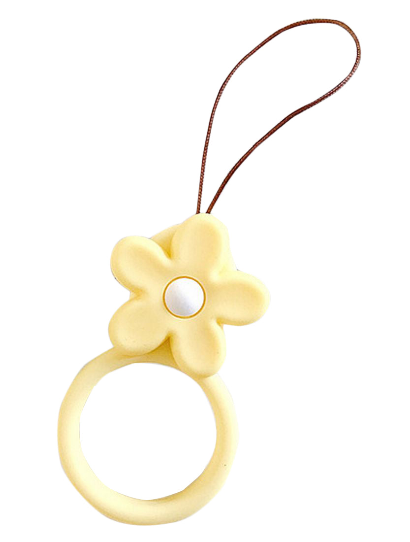 リングストラップ シリコン 携帯ストラップ スマホリング スマホアクセサリー 花 イエロー バリエーション画像