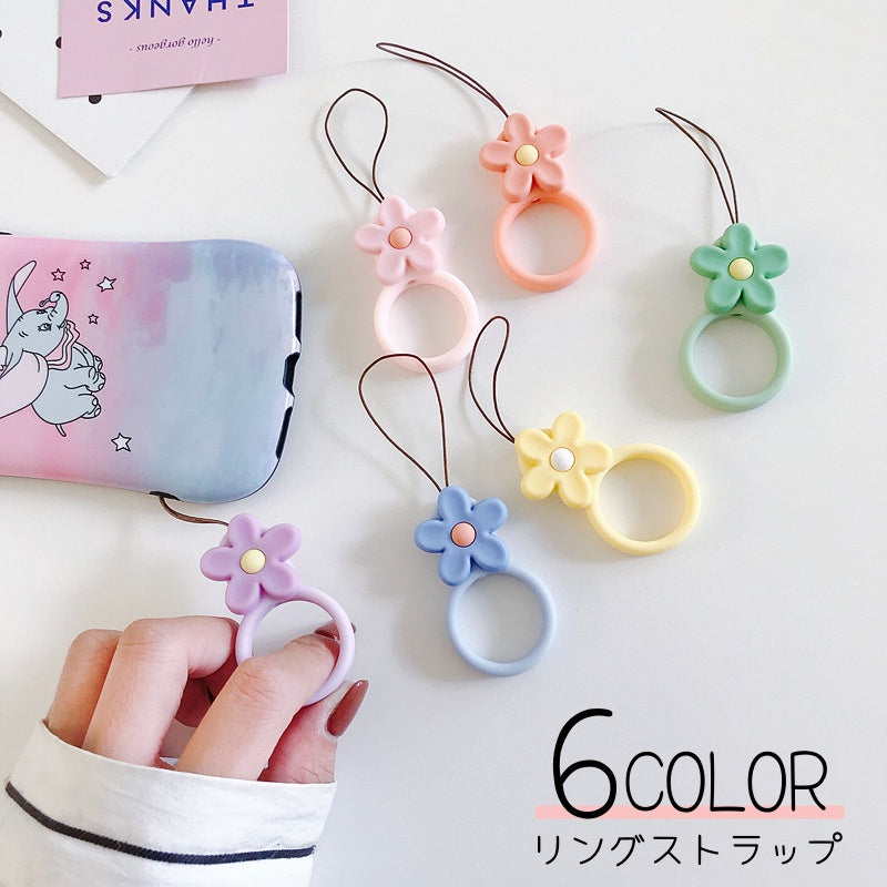 リングストラップ シリコン 携帯ストラップ スマホリング スマホアクセサリー 花 商品画像