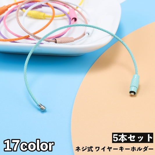ワイヤーキーホルダー 5本セット ネジ式 ワイヤーリング キーリング 鍵 商品画像