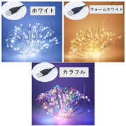 イルミネーションライト LEDライト 電飾 ロープライト ワイヤーライト 10m 10メートル 100球  USB接続 防水 クリスマスイルミネーション クリスマス飾り ハロウィン キラキラ 室内装飾 屋外装飾 飾り付け お庭 パーティ 結婚式 華やか カラフル 電球色 カラバリ豊富