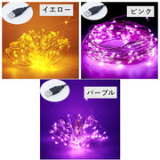 イルミネーションライト LEDライト 電飾 ロープライト ワイヤーライト 10m 10メートル 100球  USB接続 防水 クリスマスイルミネーション クリスマス飾り ハロウィン キラキラ 室内装飾 屋外装飾 飾り付け お庭 パーティ 結婚式 華やか カラフル 電球色 カラバリ豊富