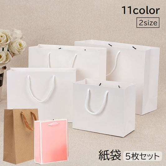 紙袋 5枚セット 手提げ袋 ペーパーバッグ 無地 縦型 商品画像