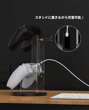 コントローラースタンド ヘッドホンスタンド ヘッドホンラック ラック 収納 吊るす 簡単設置 工事不要 整理整頓 ヘッドセット Switch スイッチ ジョイコン プロコン リングコン 黒 透明 ブラック クリア