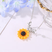 ネックレス アクセサリー フェイクパール ひまわり ヒマワリ 向日葵 レディース かわいい 女性 婦人 おしゃれ プレゼント 誕生日 お出かけ 外出 デート