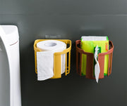 トイレットペーパーホルダー 壁掛け 吊り下げ 粘着式 小物入れ 円形 四角形 ラウンド スクエア 浴室 洗面所 収納 予備 省スペース シンプル