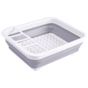 水切りラック 水切りかご 折りたたみ 伸縮 キッチン用品 流し台 食器乾燥 コンパクト 水切りバスケット 突起付き お皿置き付き 箸置き お皿を固定できる 省スペース キッチン収納 雑貨 台所用品 グレー おしゃれ