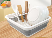 水切りラック 水切りかご 折りたたみ 伸縮 キッチン用品 流し台 食器乾燥 コンパクト 水切りバスケット 突起付き お皿置き付き 箸置き お皿を固定できる 省スペース キッチン収納 雑貨 台所用品 グレー おしゃれ