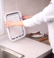 水切りラック 水切りかご 折りたたみ 伸縮 キッチン用品 流し台 食器乾燥 コンパクト 水切りバスケット 突起付き お皿置き付き 箸置き お皿を固定できる 省スペース キッチン収納 雑貨 台所用品 グレー おしゃれ