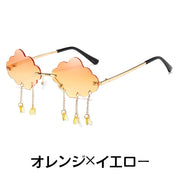 サングラス レディース 女性 雲 くも クモ チャーム チェーン 揺れる UVカット UV400 紫外線対策 ユニーク おもしろ おしゃれ グラサン 日よけ 日除け レジャー ファッション小物