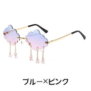 サングラス レディース 女性 雲 くも クモ チャーム チェーン 揺れる UVカット UV400 紫外線対策 ユニーク おもしろ おしゃれ グラサン 日よけ 日除け レジャー ファッション小物