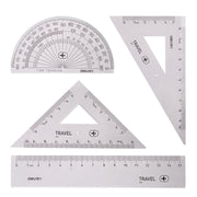 定規セット 4点セット ものさし 文房具 15cm 直定規 三角定規 分度器 クリア 透明 シンプル 学校 算数 小学生 直角定規 子ども 子供 大人 男子 女子