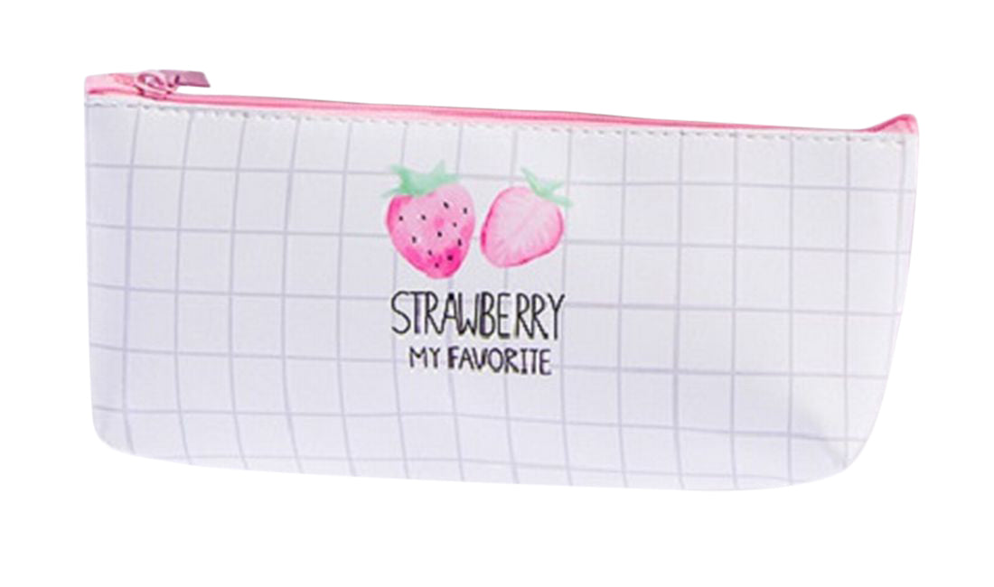 ペンケース 筆箱 イチゴ ストロベリー フルーツ かわいい おしゃれ 文房具 文具 ステーショナリー ピンク ホワイト