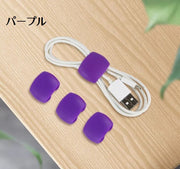 ケーブルホルダー 同色4本セット ケーブルクリップ ケーブル整理用品 イヤホン収納 コードまとめる 束ねる 固定 配線整理 コードホルダー 繰り返し使える 便利 シンプル