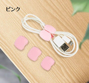 ケーブルホルダー 同色4本セット ケーブルクリップ ケーブル整理用品 イヤホン収納 コードまとめる 束ねる 固定 配線整理 コードホルダー 繰り返し使える 便利 シンプル