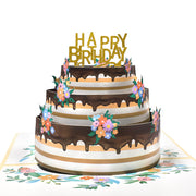 バースデーカード 飛び出す 3D 立体 誕生日カード グリーティングカード メッセージカード ケーキ 3段ケーキ お祝い 数字 ナンバー 蝋燭 かわいい おしゃれ プレゼント 誕生日
