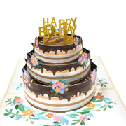 バースデーカード 飛び出す 3D 立体 誕生日カード グリーティングカード メッセージカード ケーキ 3段ケーキ お祝い 数字 ナンバー 蝋燭 かわいい おしゃれ プレゼント 誕生日