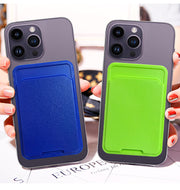 スマホ用カードポケット カードケース カード入れ 粘着式 貼り付け 背面ポケット 収納 ICカード 定期 スマートフォン アクセサリー 無地 単色 シンプル スリム 薄型 便利