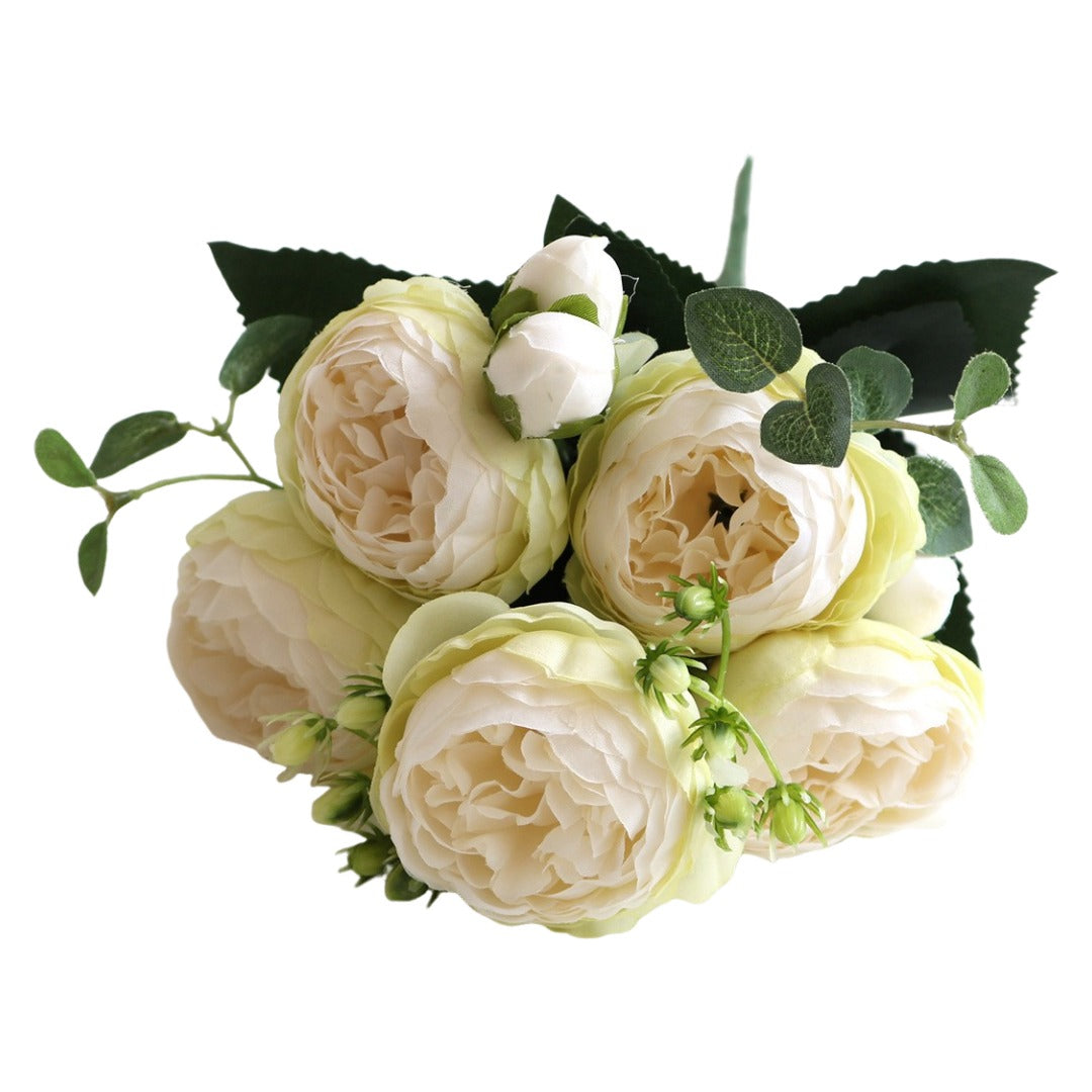 造花 フェイクフラワー 1束 5輪分 単品 フラワーアレジメント 花束 枯れない 花飾り 装飾 DIY インテリア雑貨 薔薇 バラ 牡丹 ボタン 華やか フラワー ドライフラワー 可愛い お洒落 綺麗 リビング 玄関 寝室