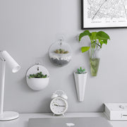 プランター 4個セット 壁掛け 植木鉢 フック付 ウォールプランター プラントポット フラワーポット ハンギング ミニプランター 観葉植物 水耕栽培 フラワーベース 花瓶 インテリア小物 ホワイト クリア おしゃれ