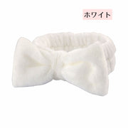 洗顔用ヘアバンド メイク落とし リボン 顔洗い ヘッドバンド もこもこ ふわふわ おしゃれ シンプル レディース 女性 かわいい 髪濡れ防止 バスグッズ 基礎化粧 お手入れ メイク お化粧