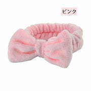 洗顔用ヘアバンド メイク落とし リボン 顔洗い ヘッドバンド もこもこ ふわふわ おしゃれ シンプル レディース 女性 かわいい 髪濡れ防止 バスグッズ 基礎化粧 お手入れ メイク お化粧