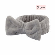 洗顔用ヘアバンド メイク落とし リボン 顔洗い ヘッドバンド もこもこ ふわふわ おしゃれ シンプル レディース 女性 かわいい 髪濡れ防止 バスグッズ 基礎化粧 お手入れ メイク お化粧