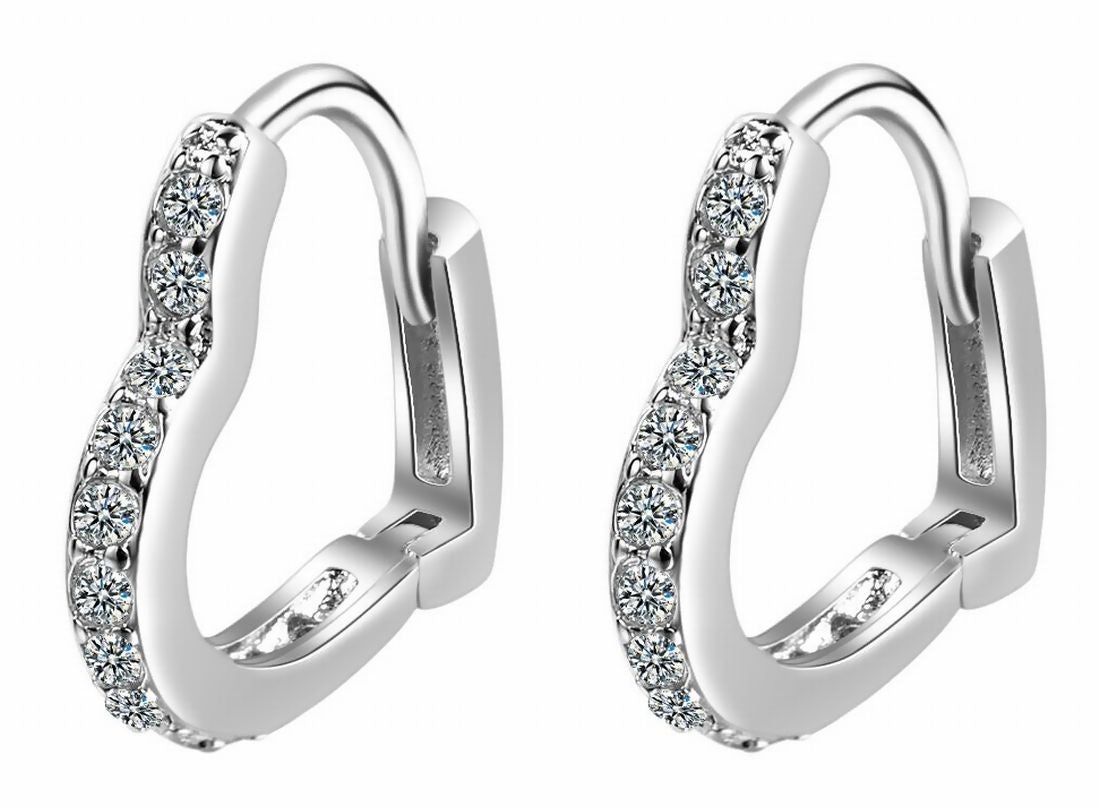 ピアス レディース アクセサリー ハート フープ 中折れ シルバーカラー ラインストーン 結婚式 誕生日 可愛い 上品 高級感 定番 お嬢様 おしゃれ きれいめ シンプル 通勤スタイル