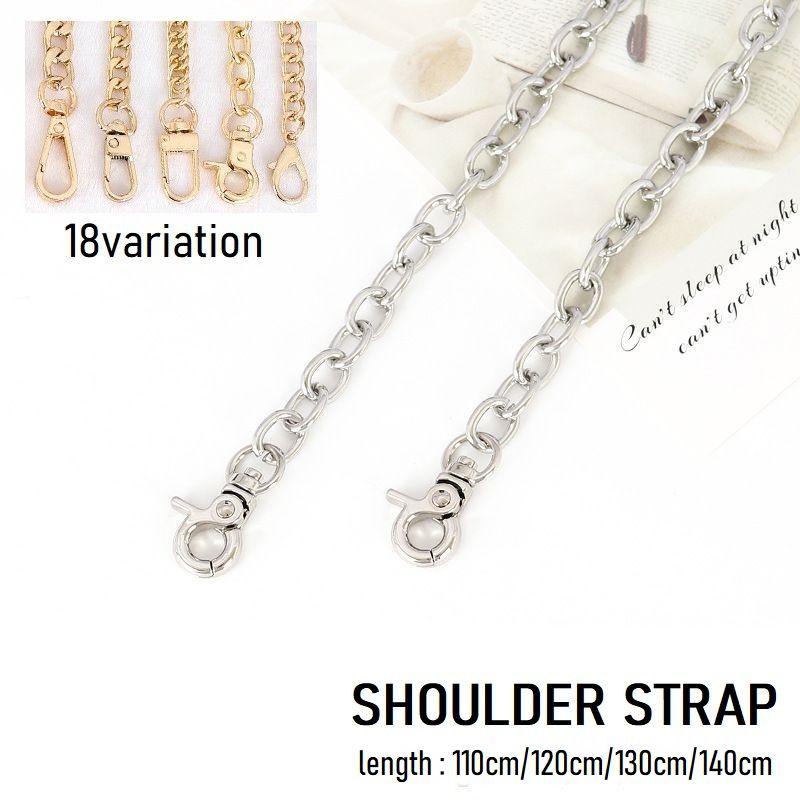ショルダーストラップ バッグチェーン 交換用 付け替え 110cm 120cm 130cm 140cm 肩掛け 肩ひも メタルチェーン 金属製 ゴールドカラー シルバーカラー