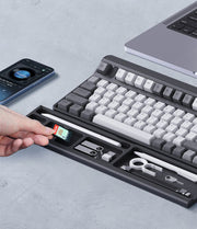 キーボード用リストレスト 収納付き 仕切り付き ペンケース 文具 SD USB SIM 小物収納 クッション アームレスト オフィス 在宅ワーク パソコン周辺機器 パソコンアクセサリー シンプル おしゃれ 便利
