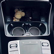 ドリンクホルダー用コースター 2枚セット 2枚入り 円形 丸型 ラウンド ラインストーン おしゃれ キラキラ シンプル 車 自動車 ドリンクホルダー カップホルダー 滑り止め カー用品